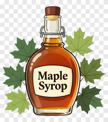 Maple Syrup Bottle With Leaves PNG