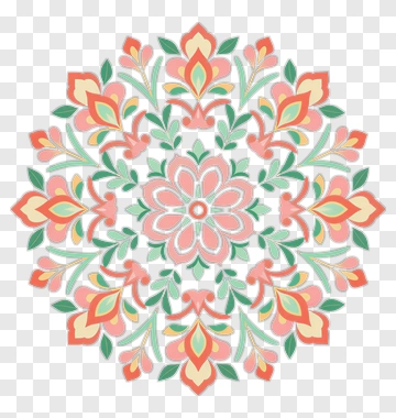 Colorful Floral Mandala Design PNG