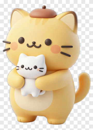 Cute Cat Holding A Small White Cat PNG