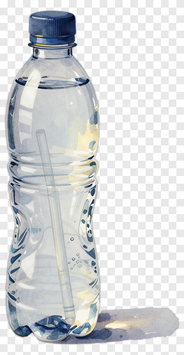 Water Bottle With Straw PNG