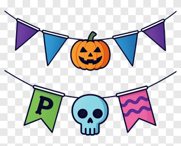Halloween Decoration Bunting With Pumpkin And Skull PNG