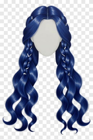 Long Blue Hair With Braids PNG