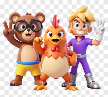 Cartoon Characters Group Pose PNG