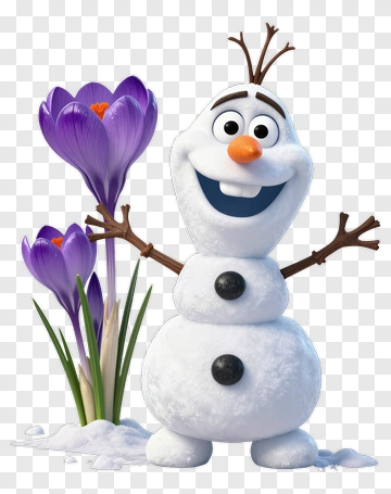 Olaf The Snowman With Purple Flowers PNG