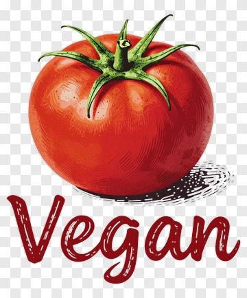 Red Tomato With Vegan Text PNG