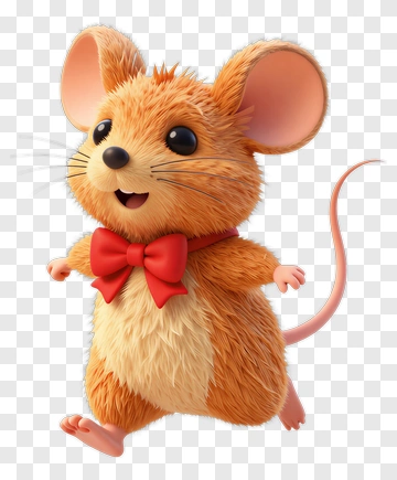 Cartoon Mouse With Red Bow Tie PNG