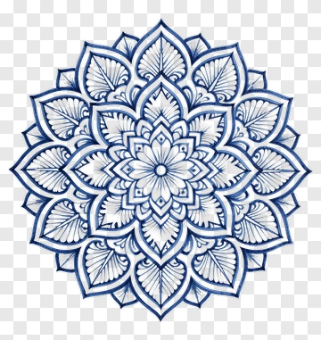Blue Hand Drawn Mandala PNG