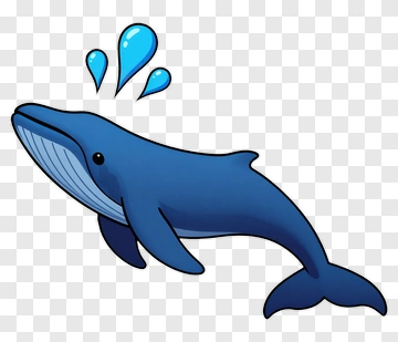 Cartoon Whale With Water Sprays PNG