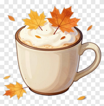 Autumn Coffee Cup With Maple Leaves PNG