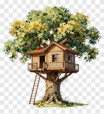 Treehouse In A Colorful Tree PNG