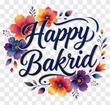 Happy Bakrid Floral Design PNG