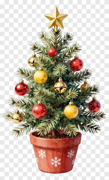 Christmas Tree With Ornaments And Star PNG