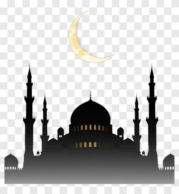 Silhouette Of A Mosque With A Crescent Moon PNG