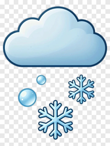Cartoon Cloud With Snowflakes PNG