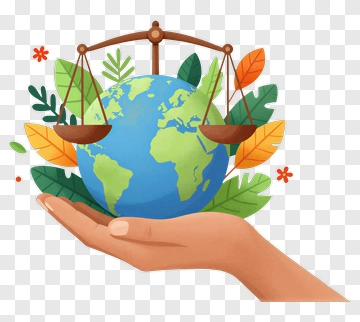 Hand Holding Earth With Scales And Leaves PNG