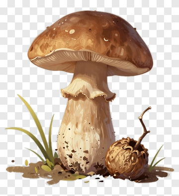 Cartoon Mushroom Growing In The Ground PNG