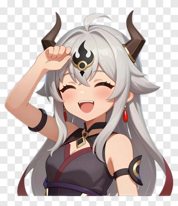 Happy Character With Horns And Gray Hair PNG
