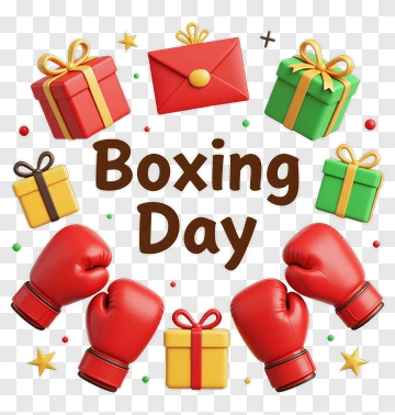 Boxing Day Gifts With Red Boxing Gloves PNG