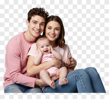Happy Family Holding A Baby PNG