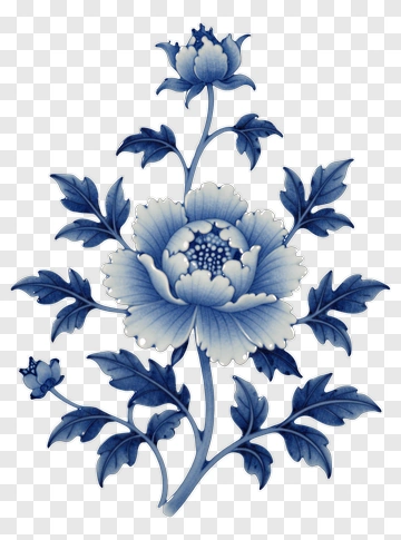 Blue Floral Design PNG