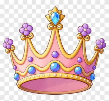 Colorful Cartoon Crown With Flowers And Gems PNG