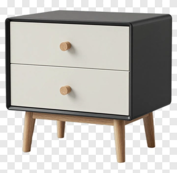 Modern Nightstand With Two Drawers PNG
