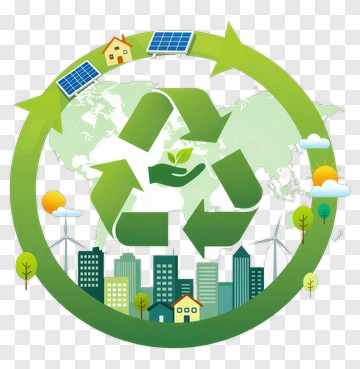 Eco-Friendly Recycling Concept With Green City Elements PNG