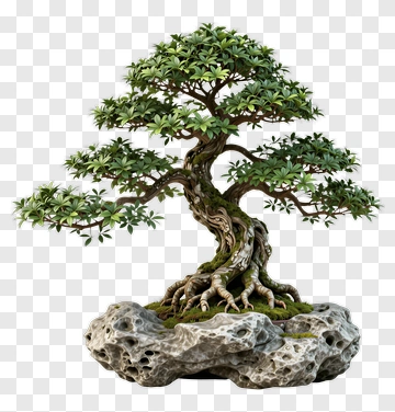 Bonsai Tree On Rock Base PNG