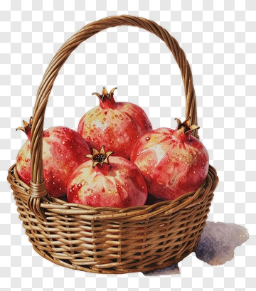 Basket Filled With Pomegranates PNG