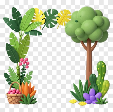 Colorful Tropical Plant Frame PNG