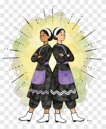 Illustration Of Two Women In Traditional Dress PNG