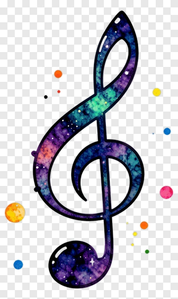 Colorful Treble Clef With Galaxy Design PNG
