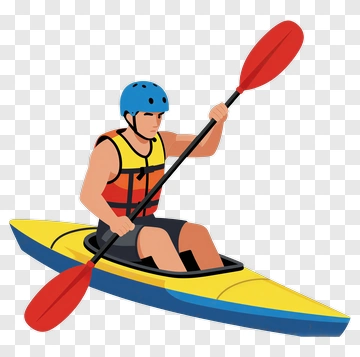 Kayaker Paddling In A Yellow Kayak PNG
