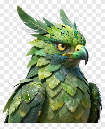 Colorful Leafy Bird PNG