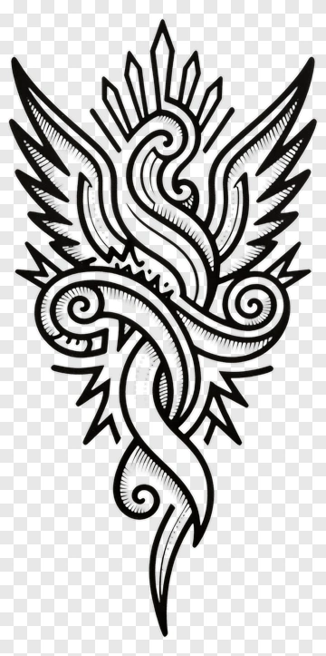 Intricate Tribal Winged Design PNG