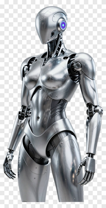 Futuristic Robot With Metallic Body PNG
