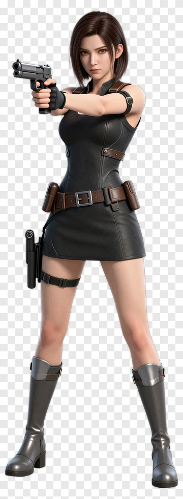 Female Character Holding A Gun PNG