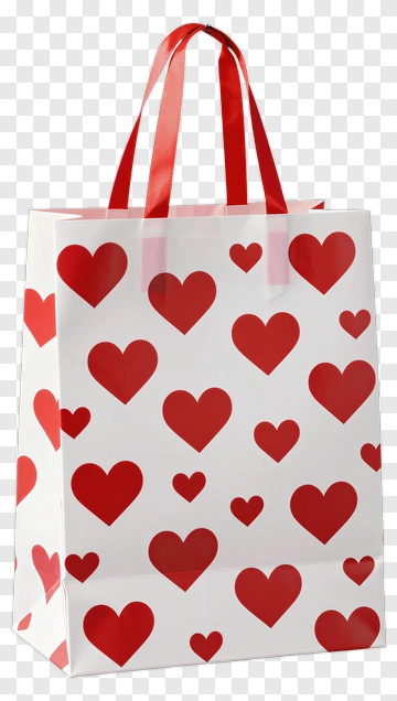 Gift Bag With Red Hearts PNG