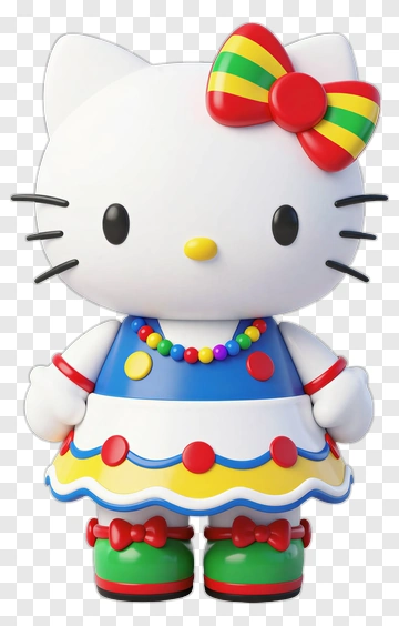 Cartoon Cat Character In Colorful Dress PNG