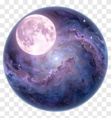 Cosmic Nebula With Full Moon PNG