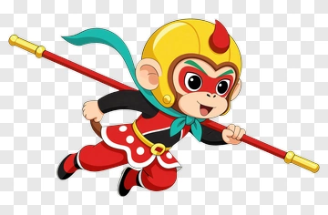 Cartoon Monkey Holding A Staff PNG