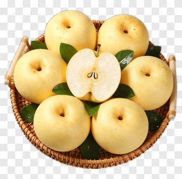 Basket Of Yellow Apples PNG