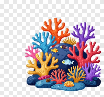 Colorful Coral Reef With Fish PNG