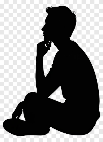 Silhouette Of A Thinking Man PNG