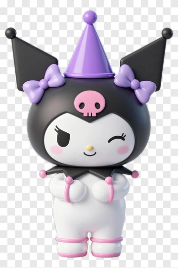 Kawaii Cat Character Wearing A Party Hat PNG