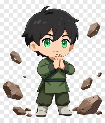 Chibi Character With Green Eyes And Hands Together PNG
