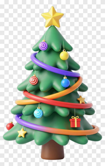 Colorful Christmas Tree With Ornaments And Star PNG