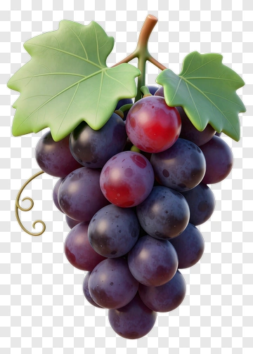 Realistic Grapes With Green Leaves PNG
