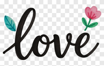 Love Text With Floral Elements PNG