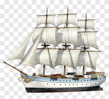 Sailing Ship With White Sails PNG